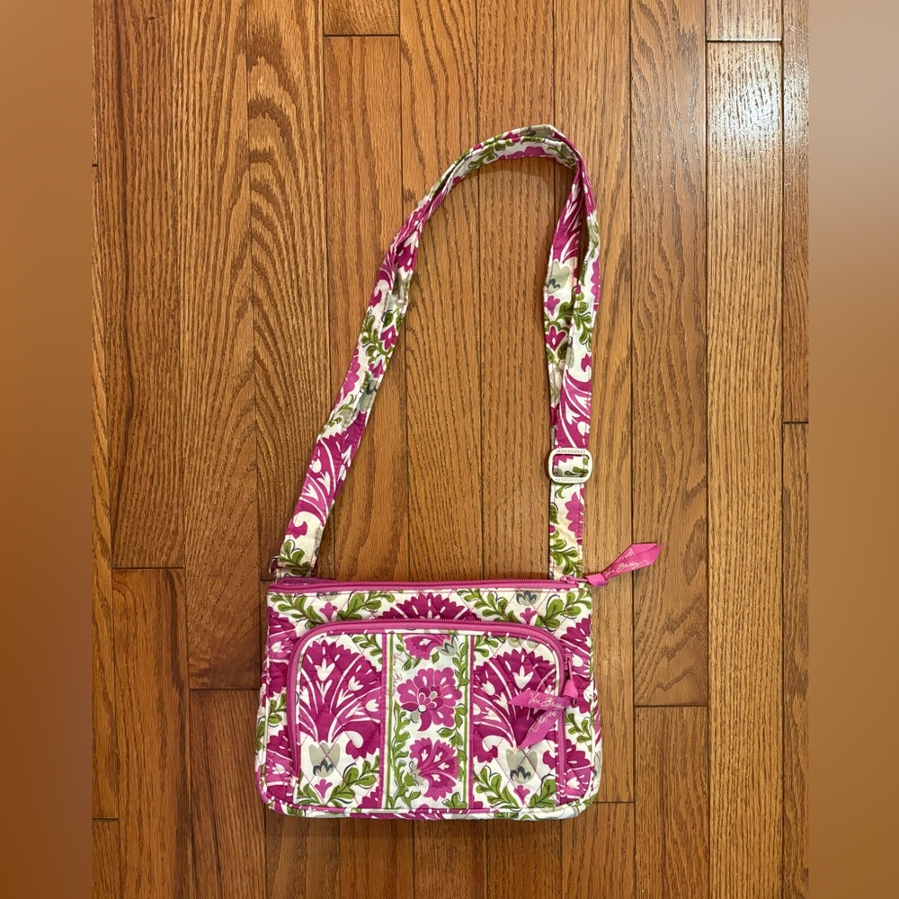 Vera Bradley Floral Pink and Green Crossbody Bag